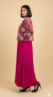 Pink Pop Trio Set With Pink blazer - CRO620